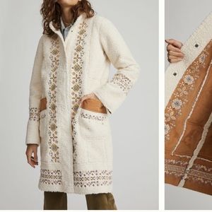 SOLD Maeve x Anthropologie reversible suede + Sherpa coat ✨ fairytale fair isle